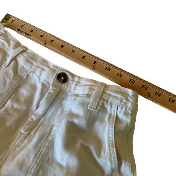 Aerie Denim Jeans Shorts White Raw Hem Elastic Waist In Back Size XS - Picture 2 of 8
